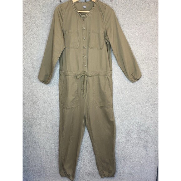 Aerie Utility Jumpsuit Overalls Cotton Sz Sm 100% Cotton Olive Green - Picture 1 of 16